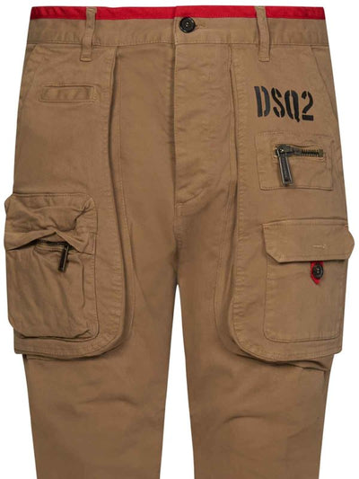 Pantaloni Cargo Beige Sexy Con Stampa Logo
