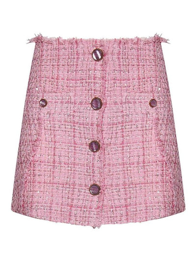Minigonna In Tweed Rosa