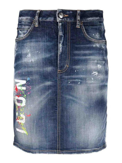 Gonna In Denim Con Stampa Iconica