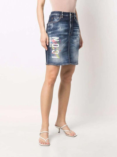 Gonna In Denim Con Stampa Iconica