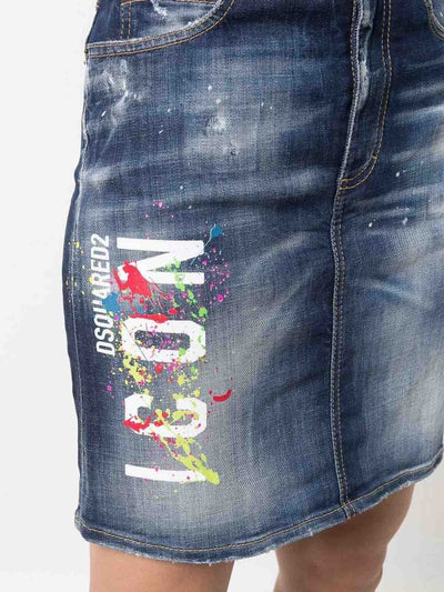 Gonna In Denim Con Stampa Iconica