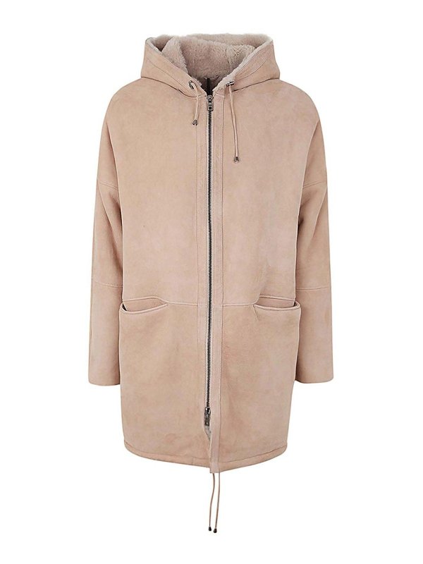 Parka In Montone Con Cappuccio