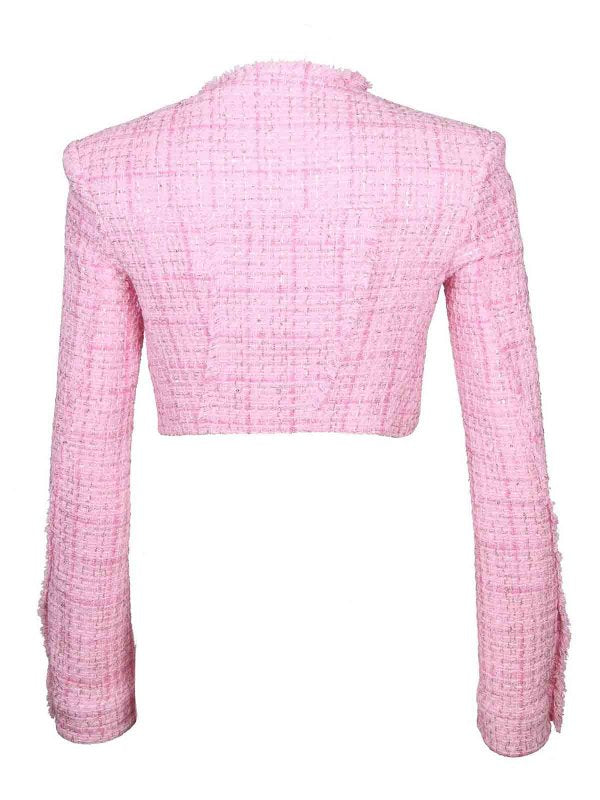 Giacca In Tweed Cropped Colore Rosa