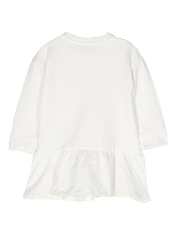 Vestito Svasato Color Crema Con Logo Ricamato