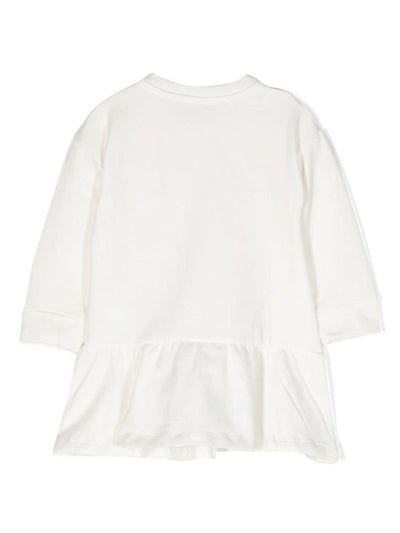 Vestito Svasato Color Crema Con Logo Ricamato