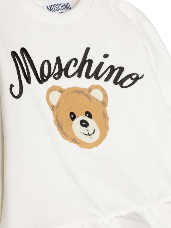 Vestito Svasato Color Crema Con Logo Ricamato
