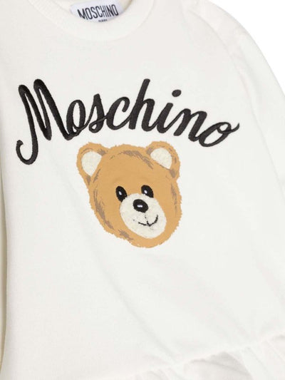 Vestito Svasato Color Crema Con Logo Ricamato