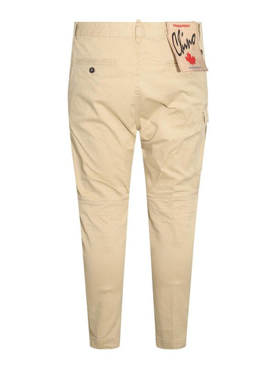 Pantaloni Cargo Beige In Misto Cotone