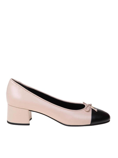Pump Cap-toe In Pelle Con Fiocco