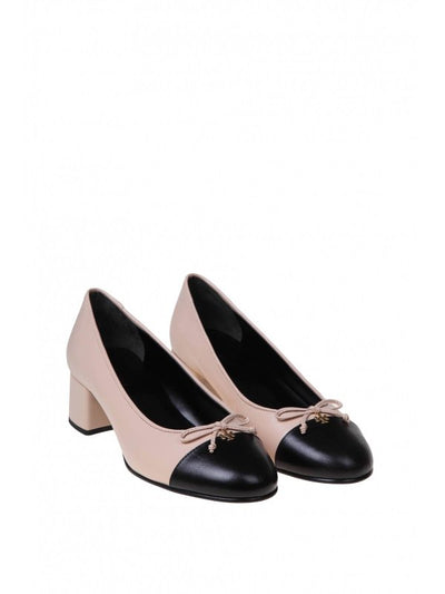 Pump Cap-toe In Pelle Con Fiocco