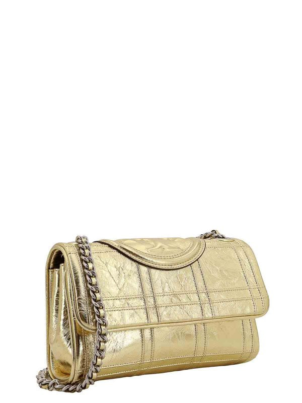 Borsa In Pelle Laminata Logo In Rilievo