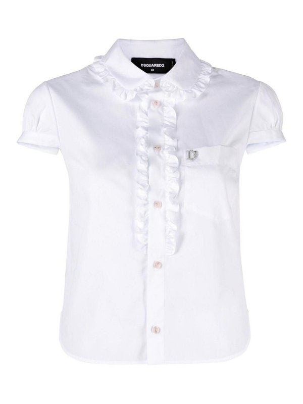 Piccola Camicia In Cotone Con Volant