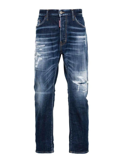Jeans In Denim Lavato Effetto Invecchiato