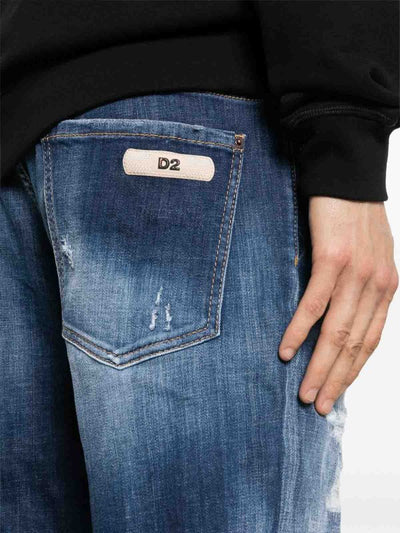 Jeans In Denim Lavato Effetto Invecchiato