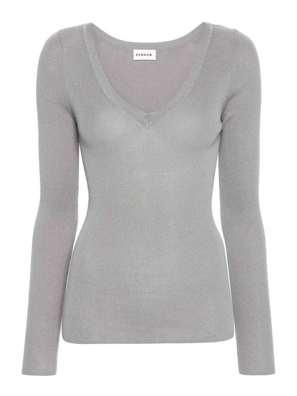 Top In T-shirt A Costine Con Scollo A V