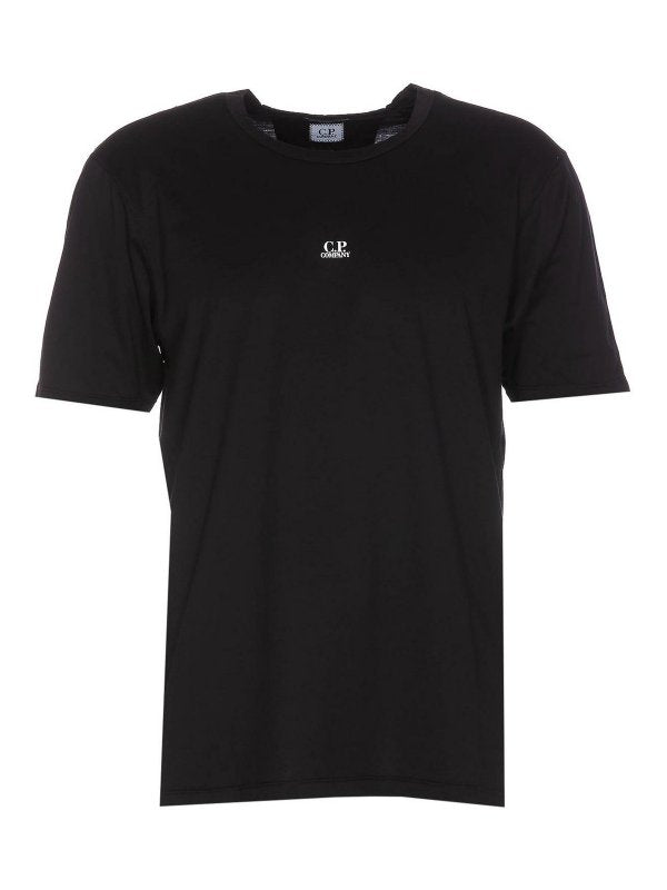 T-shirt Nera Girocollo Con Stampa Logo