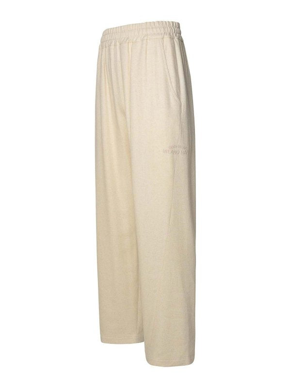Pantaloni In Misto Lino Avorio