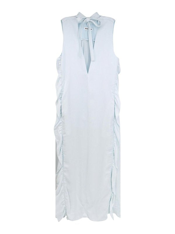 Vestito In Viscosa Con Rouches Laterali