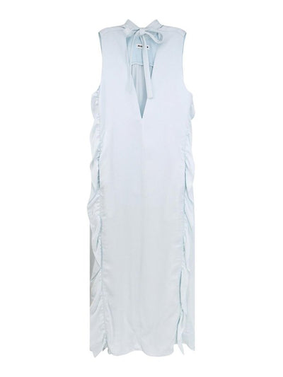Vestito In Viscosa Con Rouches Laterali