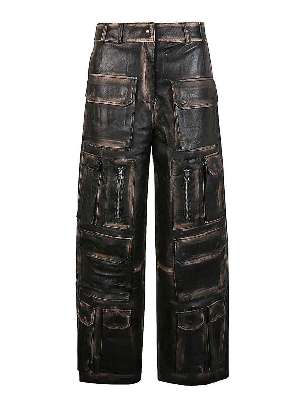 Pantaloni Cargo In Pelle