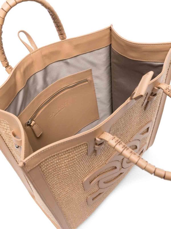 Borsa Tote Beauriva In Rafia E Pelle