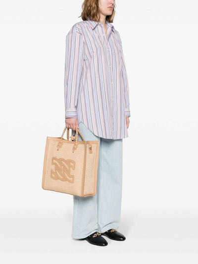 Borsa Tote Beauriva In Rafia E Pelle