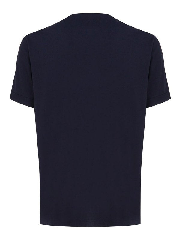 T-shirt In Cotone Con Colletto A Contrasto