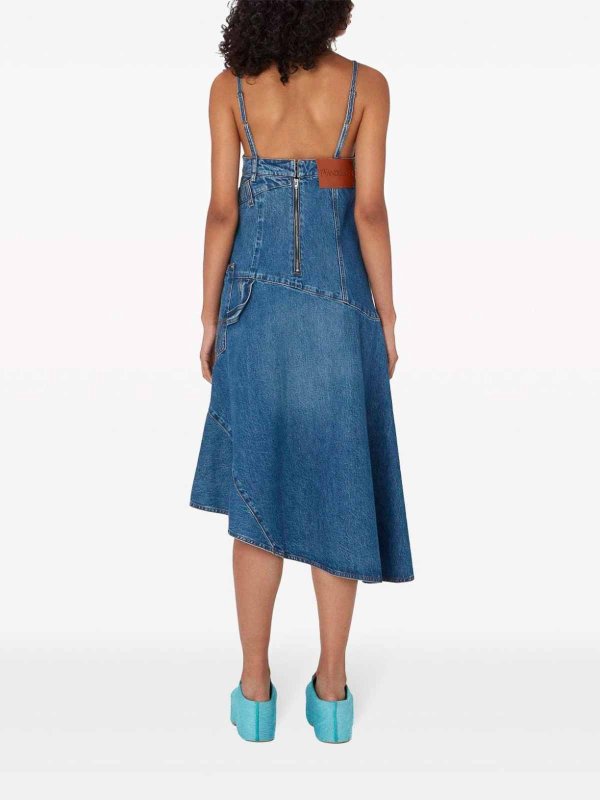 Abito Asimmetrico In Denim Di Cotone