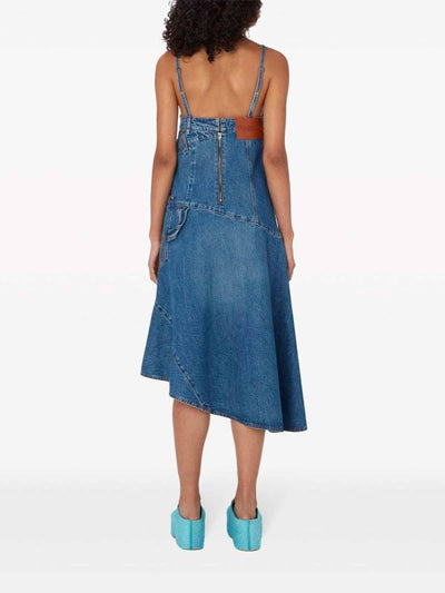 Abito Asimmetrico In Denim Di Cotone