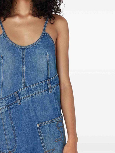 Abito Asimmetrico In Denim Di Cotone