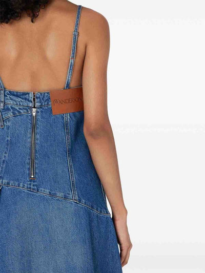 Abito Asimmetrico In Denim Di Cotone