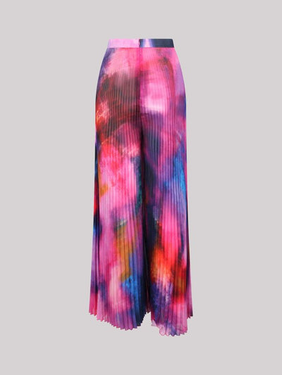 Pantaloni A Gamba Ampia Con Pieghe