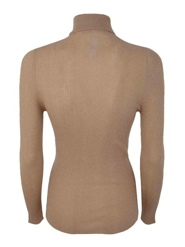 Maglia Dolcevita In Lurex A Costine