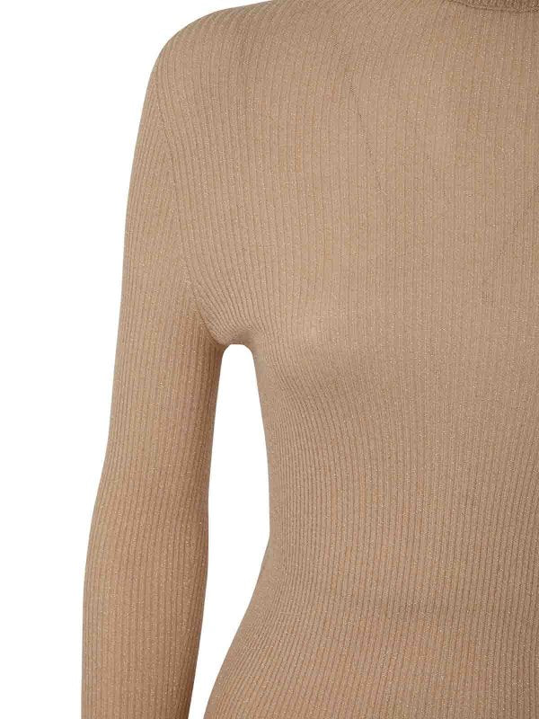 Maglia Dolcevita In Lurex A Costine