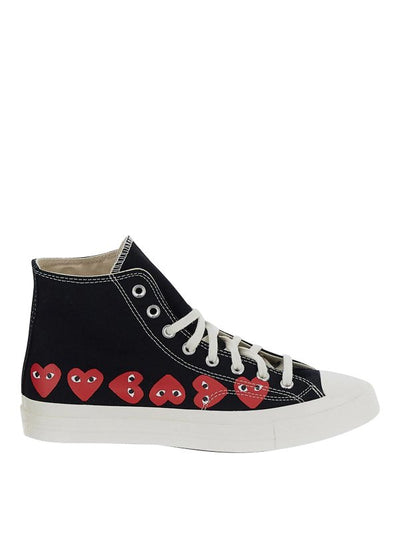 Sneakers Alte Nere Con Stampa A Cuore