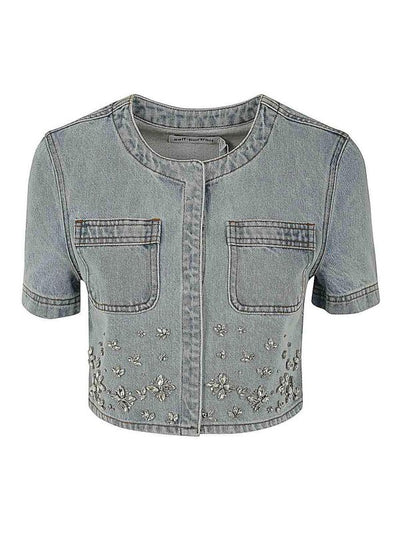 Top In Denim Decorato Blu