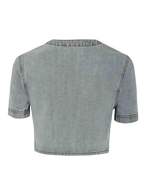 Top In Denim Decorato Blu