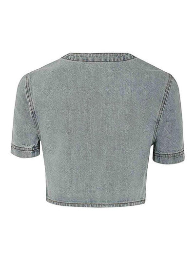 Top In Denim Decorato Blu