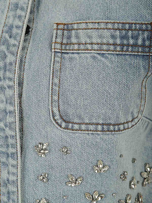 Top In Denim Decorato Blu