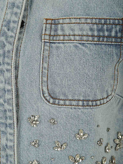 Top In Denim Decorato Blu