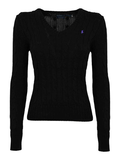 Maglione In Maglia A Trecce Con Scollo A V