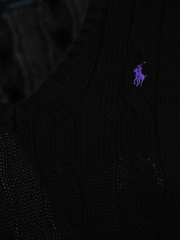 Maglione In Maglia A Trecce Con Scollo A V
