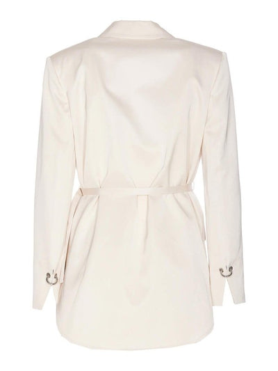 Blazer In Raso Con Cintura Sottile