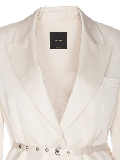 Blazer In Raso Con Cintura Sottile