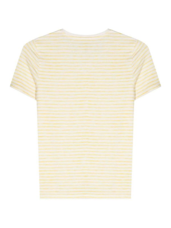 T-shirt In Misto Lino A Righe