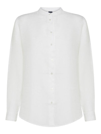 Camicia In Lino Con Collo Alla Coreana
