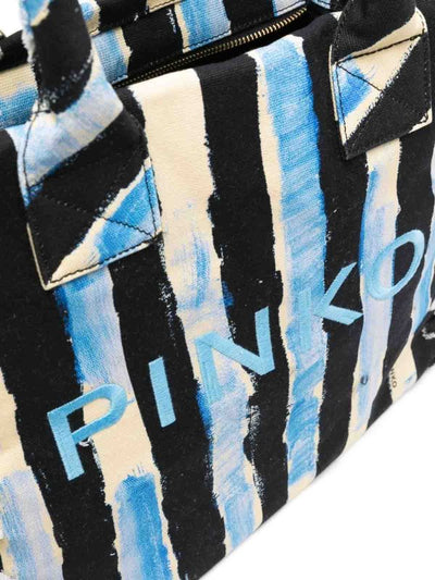 Borsa In Cotone A Righe Con Logo
