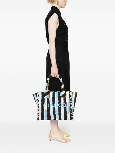 Borsa In Cotone A Righe Con Logo