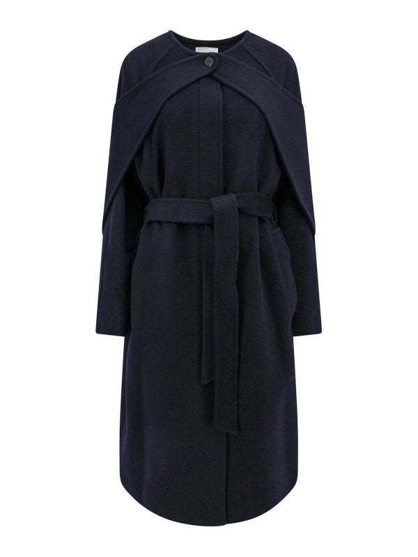 Cappotto In Lana Con Maxi Sciarpa Removibile