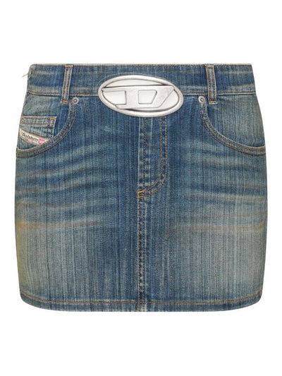 Gonna In Denim Di Cotone Blu